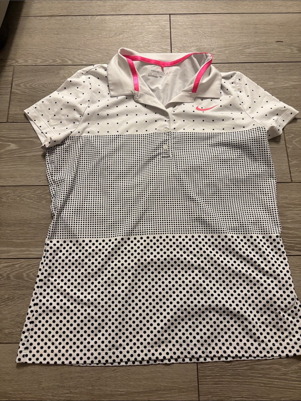 Nike Golf White Polo Tee with Pink Accents